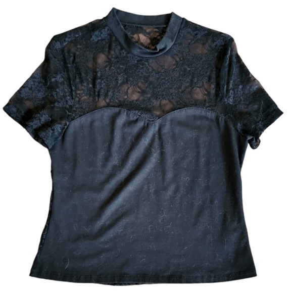 🔖Final Sale | Black Lace Top with high neck - Picture 6 of 8